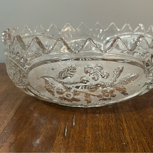 Vintage Flora Crystal Bowl. Made in Yugoslavia, 24%lead Crystal Clear 8.5" - Picture 10 of 13